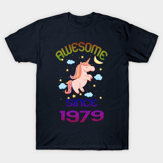 Awesome Since 1979 Funny 40th Birthday Unicorn Lover Gift Idea T-Shirt by Inspireshirt